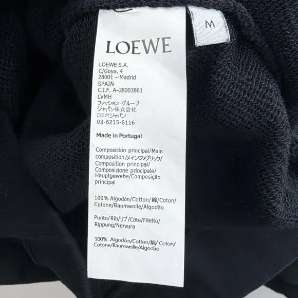 LOEWE Unisex Black Anagram Crewneck Sweatshirt Size M Embroidered Cotton